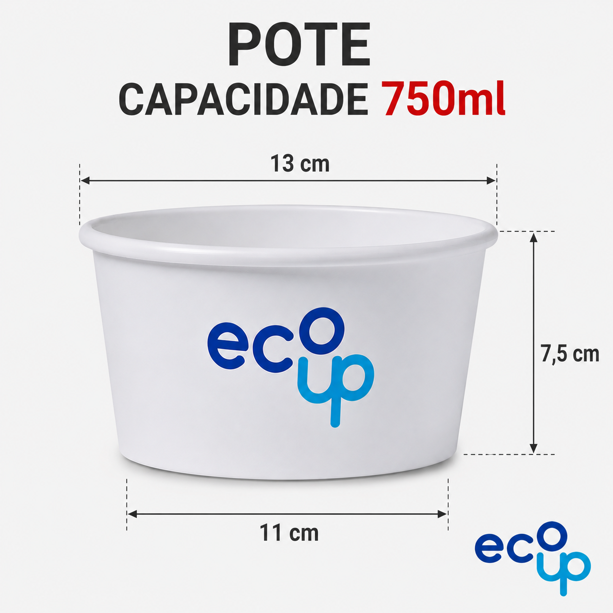 Pote de papel biodegradável 750ml Ecoup Brasil